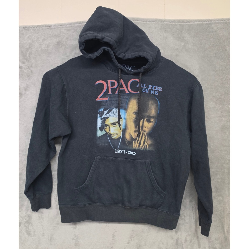 2Pac All Eyez On Me Graphic Hoodie Black Mens Medium Hip Hop Sweatshirt